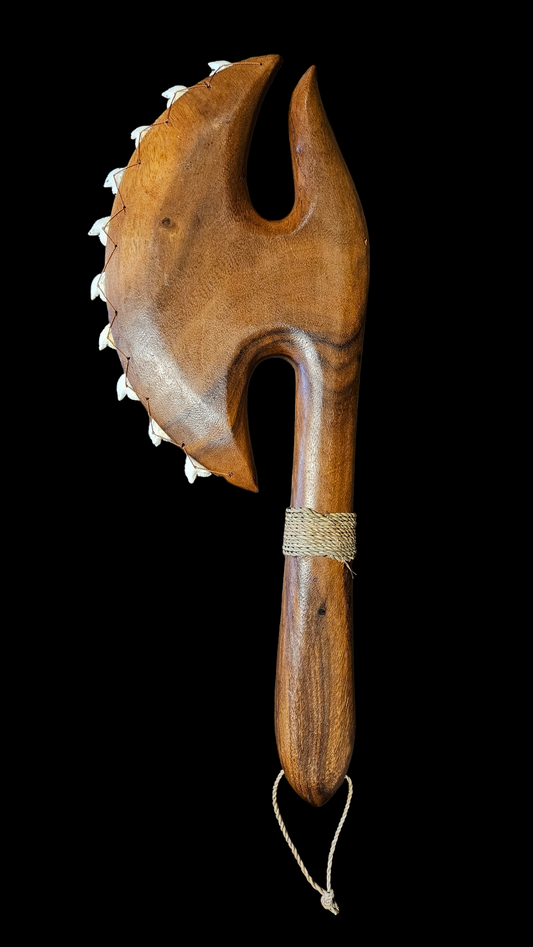 Engraved - Hawaiian War Axe/Club - Shark Tooth